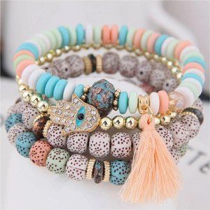 4pc Bohemian Hamsa - Evil Eye Bracelet Set